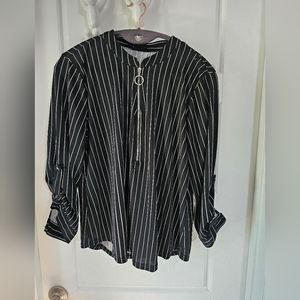 black and white striped blouse